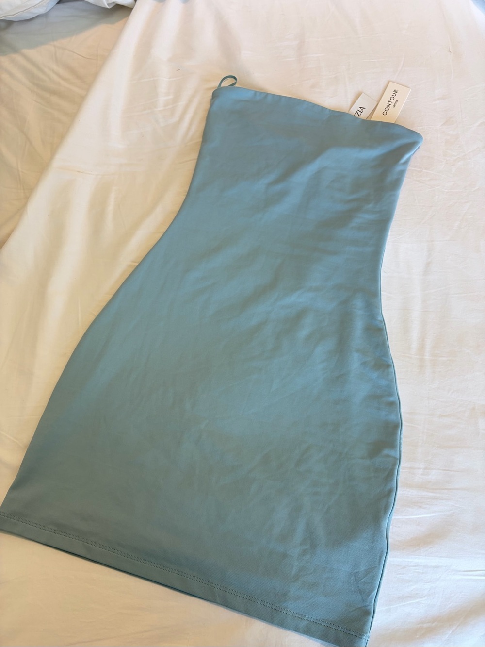 Aritzia Strapless Mini Dress in Dusty Blue